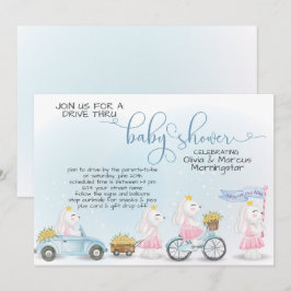 Invitación Desfile de conejitos azul por Baby Shower