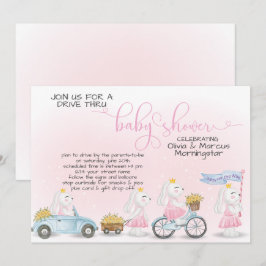 Invitación Desfile de conejitos rosados a través de Baby Show