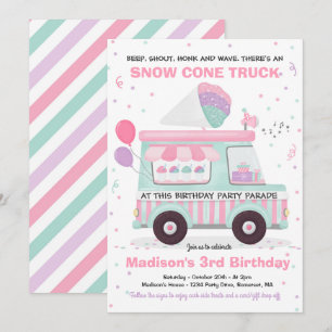 Invitación Desfile de Cumpleaños con Snow Cone Drive By