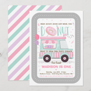 Invitación Desfile De Cumpleaños De Donut Party