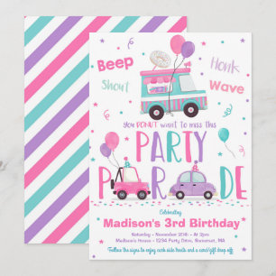 Invitación Desfile De Cumpleaños De Donut Party