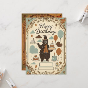 Invitación Desfile de cumpleaños de Oso y Globo