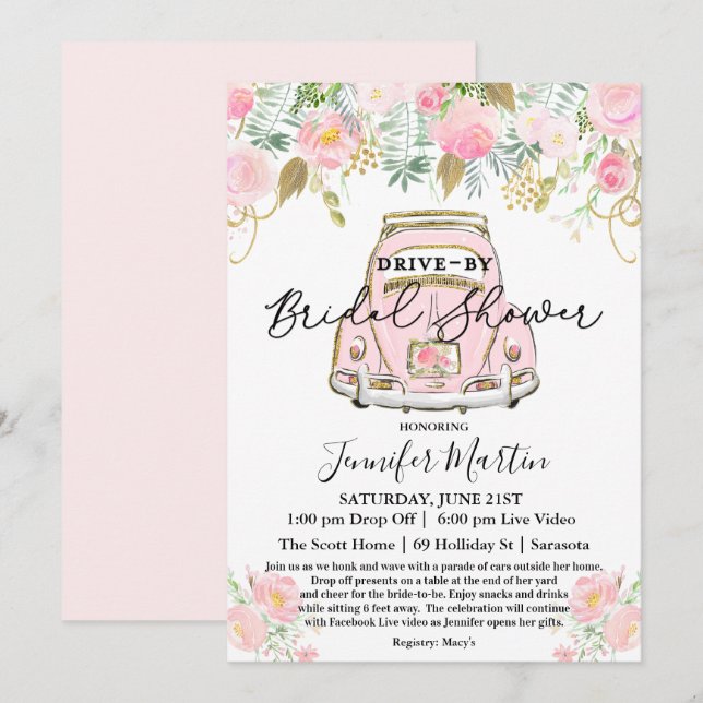 Invitación Desfile de ducha de novia Ducha de novia virtual (Anverso / Reverso)