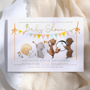 Invitación Desfile de la banda de animales del bosque, baby s