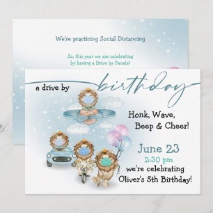 Invitación Desfile de leones conduciendo por cumpleaños