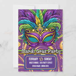 Invitación Desfile de Mardi Gras y máscara de Fiesta