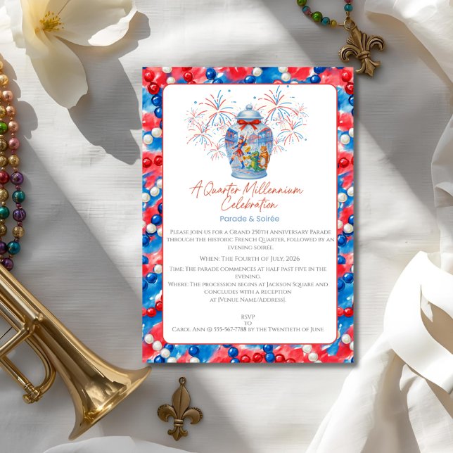 Invitación Desfile del 250 aniversario y Fiesta Ginger Jar (250th Anniversary Parade & Party Ginger Jar Invitation)