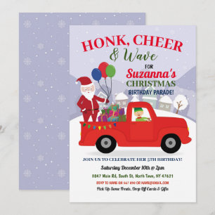 Invitación Desfile Fiesta Elf de los navidades Santa Birthday