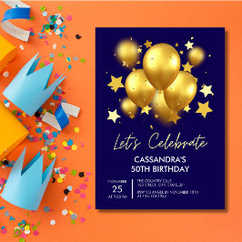 Invitación Desgarrador Globos de Oro Stars Naval Cumpleaños