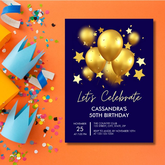 Invitación Desgarrador Globos de Oro Stars Naval Cumpleaños (Subido por el creador)