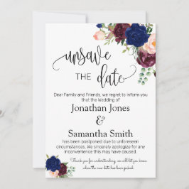 Invitación Desguardar las fechas boda fecha cambio navy burgu