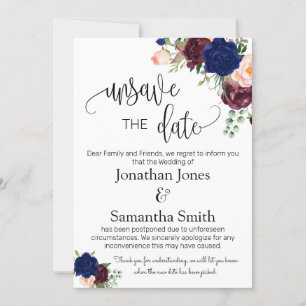 Invitación Desguardar las fechas boda fecha cambio navy burgu