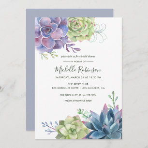Invitación Desierto acuarela Cactus Suculum Ducha Bridal