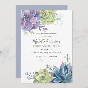 Invitación Desierto acuarela Cactus Suculum Ducha Bridal