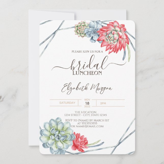 Invitación Desierto acuarela exitoso almuerzo de novia (Anverso)