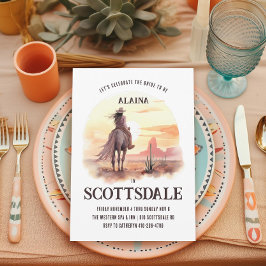 Invitación Desierto Atardecer Acuarela Novia a Punto de Casar