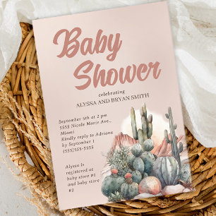 Invitación Desierto Boho Chic Cactus Terracota Baby Shower