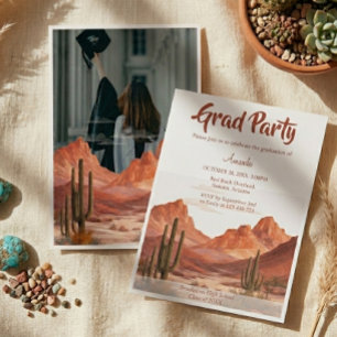 Invitación Desierto Boho Montaña Graduación Suroeste