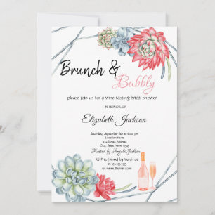 Invitación Desierto Cactus Rojo Brunch y Burbujeante Nupcial