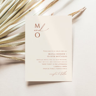 Invitación Desierto caprichoso   Boda de monograma beige