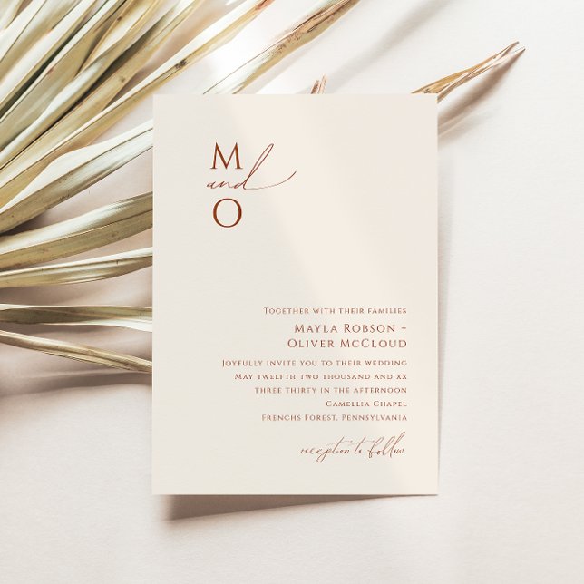 Invitación Desierto caprichoso | Boda de monograma beige (Subido por el creador)