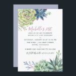Invitación Desierto de acuarela Cactus Suculentos 21º cumplea<br><div class="desc">Acuarela suculenta arte 21ª invitación de fiesta de cumpleaños con elegante tipografía de escritura a mano personalizable a los detalles de tu evento.</div>
