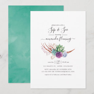 Invitación Desierto de acuarela Sucultor Sip y Ver