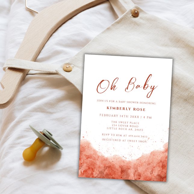 Invitación Desierto de acuarela Terracotta Boho Baby Shower (Terracotta Boho Watercolor Desert Baby Shower Invitation)