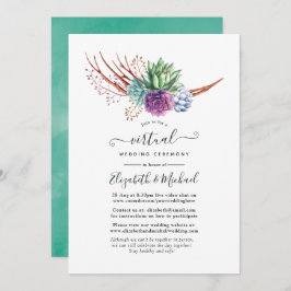 Invitación Desierto de color de agua suculenta Boda virtual