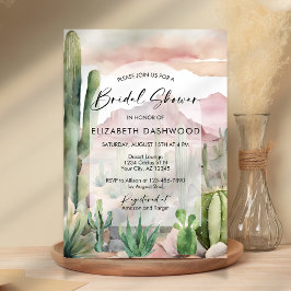 Invitación Desierto de color rosa boho Cactus Ducha de novia