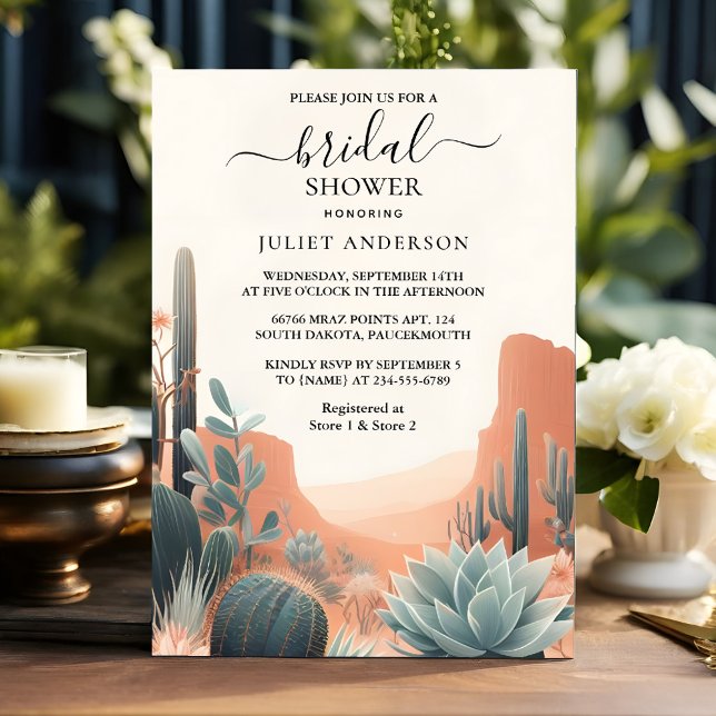 Invitación Desierto de hojas de boho Cacti Suculta Ducha Brid (Subido por el creador)