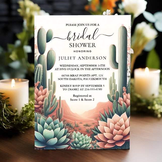Invitación Desierto de hojas de boho de día Cacti Suculento d (Subido por el creador)