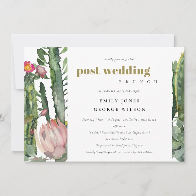 INVITACIÓN DESIERTO DE LA FLORAL ROSA CACTI FAUNA POST BODA B (Anverso)