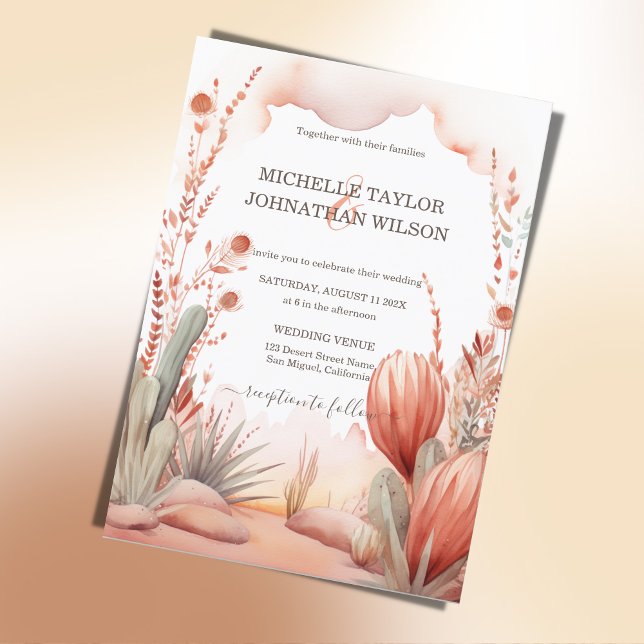 Invitación Desierto del Cañón Boho Occidental del Cañón Mexic (boho mexican desert weding)