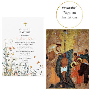 Invitación Desierto Flores Silvestres Mariposas Bautismo Orto