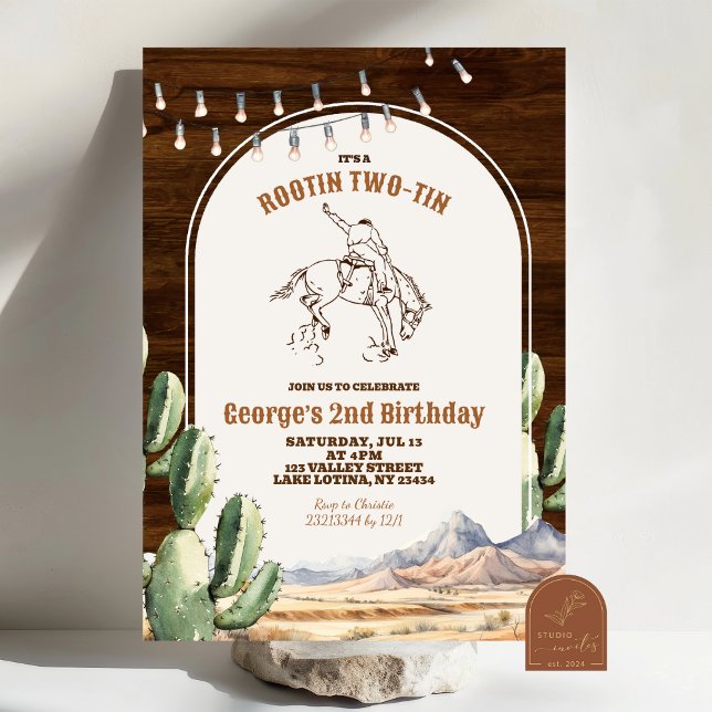 Invitación Desierto Mexicano Rootin' TWO-Tin' 2do Cumpleaños (Subido por el creador)