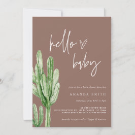 Invitación Desierto Neutral de Género Cactus Hola Baby Shower