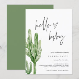 Invitación Desierto Neutral de Género Cactus Hola Baby Shower