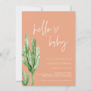 Invitación Desierto Neutral de Género Cactus Hola Baby Shower