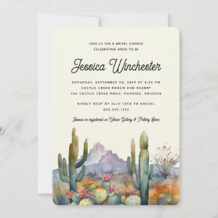 Invitación Desierto Neutral Moderno Cactus Ducha Bridal