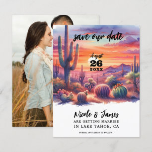 Invitación Desierto puesta de sol resplandor acuarela guardar