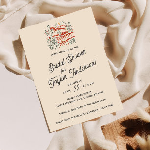 Invitación Desierto Retro Saguaro Cactus Ducha nupcial