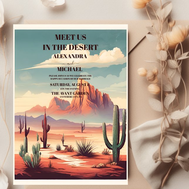 Invitación Desierto retro y Boda de cactus (Subido por el creador)