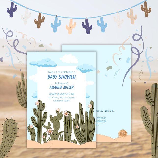 Invitación Desierto salvaje con Cactus Cute Baby Shower (Subido por el creador)