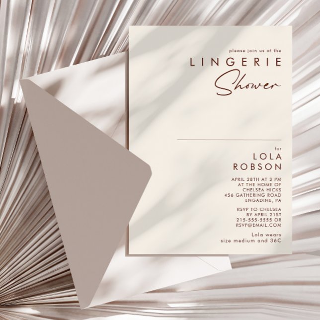 Invitación Desierto simple | Ducha Lingerie Blanca Natural (Subido por el creador)