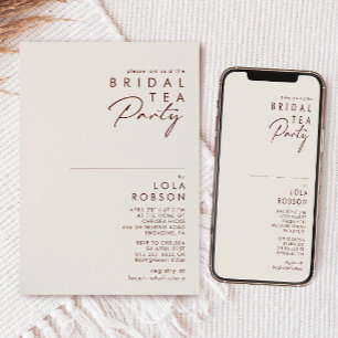 Invitación Desierto simple Fiesta natural de té de novia bl