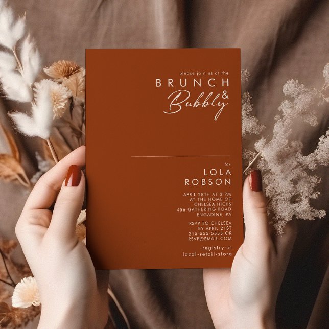 Invitación Desierto simple | Terracota Brunch & Bubbly Shower (Subido por el creador)