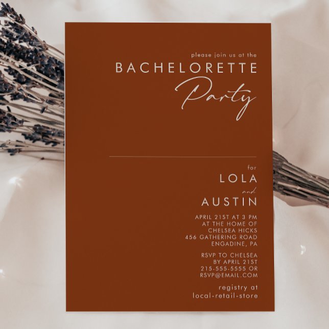 Invitación Desierto simple | Terracotta Bachelorette Party (Subido por el creador)