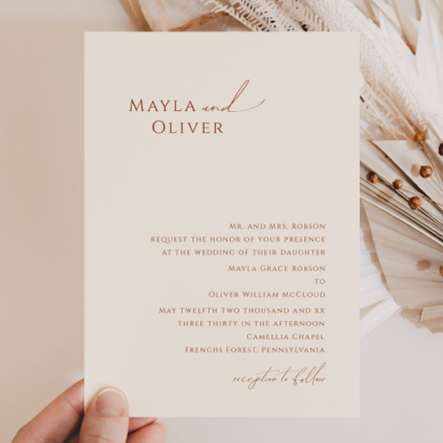 Invitación Desierto simple y caprichoso Beige Boda tradiciona (Subido por el creador)