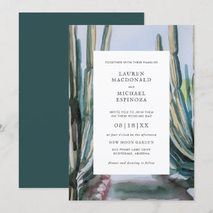 Invitación Desierto verde de Cactus bohemias acuarela